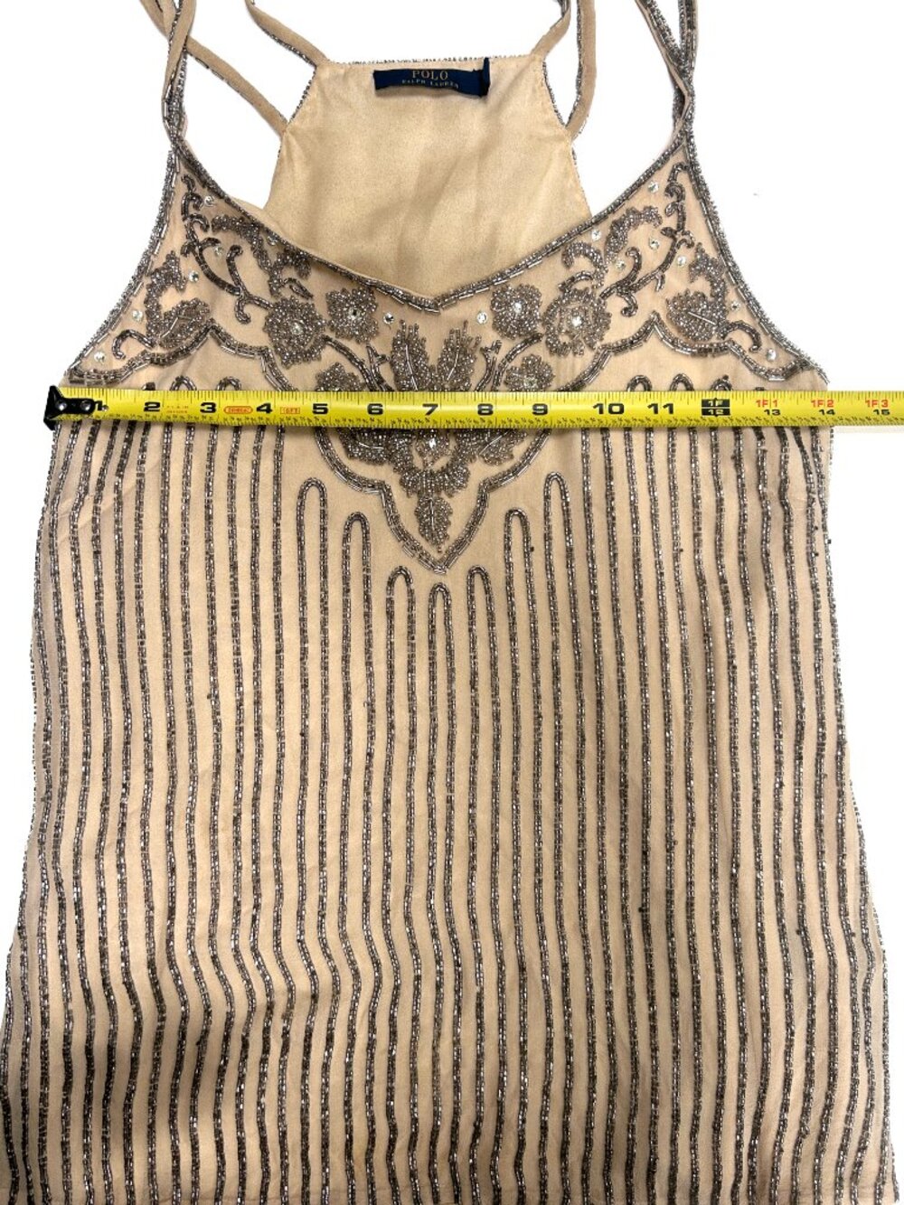 Polo Ralph Lauren Beaded Champagne Camisole Silk Blend Elegant Party Top XS - Picture 7 of 10